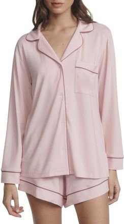 Eberjey Gisele Relaxed Jersey Knit Short Pajamas in Pale Pink/Fig at Nordstrom, Size X-Small
