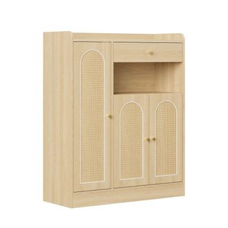 Urban Meuble Zapatero efecto madera y rat&aacute;n, 3 puertas, 1 caj&oacute;n