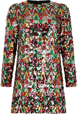 Valentino Garavani sequin pattern mini dress - women - Fabric - 42 - Red
