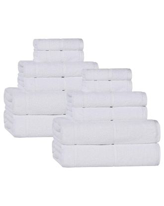 Superior Mile Smart Twist Cotton Medium Weight Solid Broad Border 12Pc Towel Set
