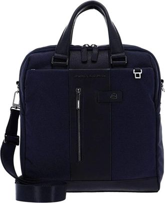 Piquadro Verticale Laptop en i Pad Tas Blauw Unisex - Dames - Laptoptassen - Blauw - ONE Size - Leer - Tassen