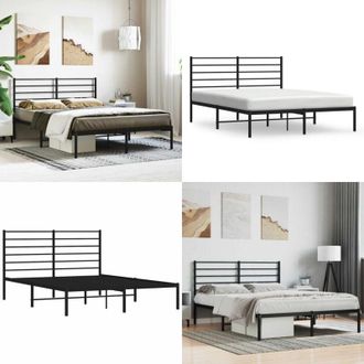 vidaXL Giroletto con Testiera in Metallo Nero 160x200 cm - Letto con testiera in metallo - Letto robusto