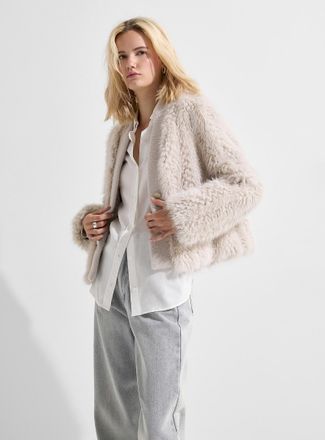 Rino&Pelle Chaimae ribbed edging faux-fur Cardigan Sweater