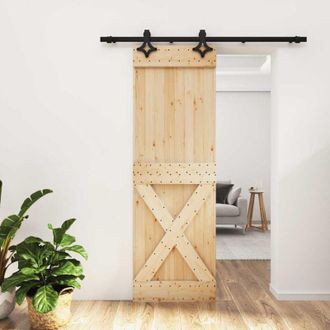vidaXL Vidaxl - Puerta Corredera Con Herrajes Madera Maciza De Pino 70x210 Cm
