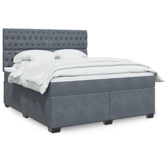 vidaXL Cama Box Spring Con Colch&oacute;n Terciopelo Gris Oscuro 180x200 Cm Vidaxl