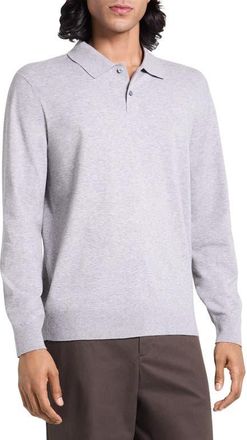 Theory Goris Long Sleeve Polo in Light Heather Grey - Qly at Nordstrom, Size Xx-Large