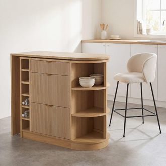 Maisons du monde Isla de cocina con 2 estantes y botellero