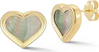 Ember Fine Jewelry 14K Gold Mother of Pearl Heart Stud Earrings at Nordstrom Rack