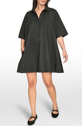 DKNY Elbow Sleeve Collar Dress in Black at Nordstrom, Size X-Large