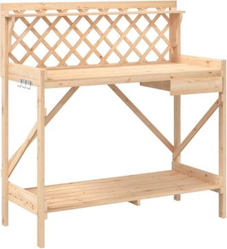 vidaXL Banco Para Macetas Con Enrejado De Madera Maciza De Abeto Vidaxl