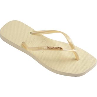 Havaianas Slim Square Logo Flip Flop in Buttercream at Nordstrom, Size 11