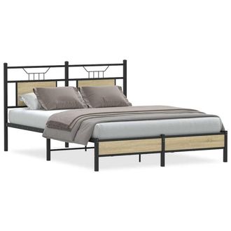 Berkfield Home Bed Frame without Mattress Sonoma Oak 140x190 cm Engineered Wood in Brown