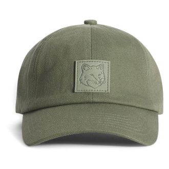 Maison Kitsun&eacute; Caps, male, Green, Size: ONE SIZE Fox Head Leather Patch Cap