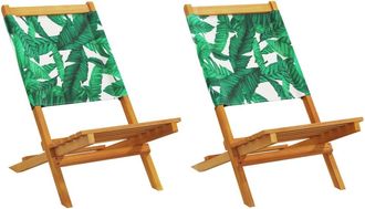 vidaXL Vidaxl - Sillas De Jard&iacute;n 2 Uds Madera Acacia Y Tela Estampado De Hojas