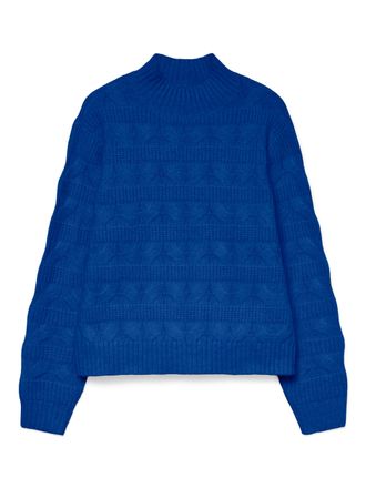 Vero Moda Strickpullover VERO MODA VMVIRGO LS HIGHNECK PULLOVER BF, Damen, Gr. XS, surf the web detail:with melange, Strick, Obermaterial: 89% Polyester, 11% Po