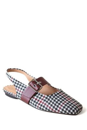 Huma Blanco Farrah Slingback Flat in Black + White Tweed at Nordstrom, Size 36