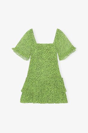 Ganni Chiffon Mini Dress - Size 10/12 Green