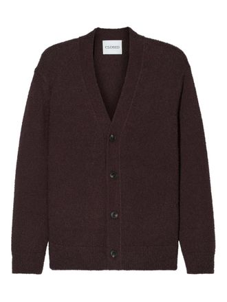Closed button-up textured cardigan - Brown