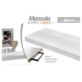 Trade Shop Trade Shop - Mensola Parete Legno Reggimensola Scomparsa Bianco 40x25x4cm Kit Montaggio 790775