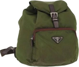 Prada Pre-owned Backpacks, female, Green, Size: ONE SIZE Pre-owned Vintage Nylon Backpack
