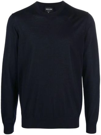 Giorgio Armani★素敵！Mens Crewneck Sweater Navy Sweatshirts | Giorgio Armani