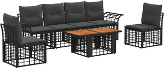 vidaXL Conjunto De Sof&aacute;s De Jard&iacute;n 7 Uds. Negro Y Gris Oscuro Vidaxl