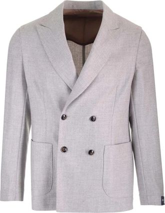 Barba Easy Double Breasted Jacket - Heren - Blazers - Grijs - 2XL - Wol - Jassen