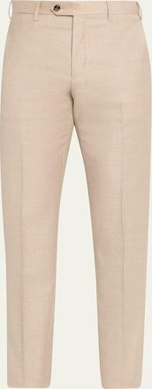 Giorgio Armani Mens Solid Wool Flat Front Trousers