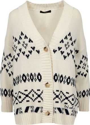 Max Mara Truien & Vesten, Dames, Veelkleurig, M, Katoen, Acacia Oversized Katoenen Jacquard Cardigan