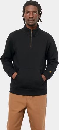 Carhartt Work in Progress Mens CHASE ZIP NECK SWEATSHIRT BLACK/GOLD Cotton - Size X-Large