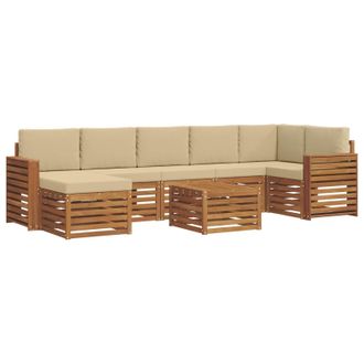 vidaXL Conjunto De Sof&aacute;s De Exterior Con Coj&iacute;n 8 Pcs Natural Y Beige Vidaxl