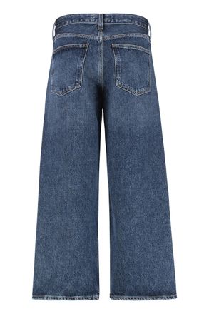 A Gold E Logo-Engraved Cropped Jeans - Blue