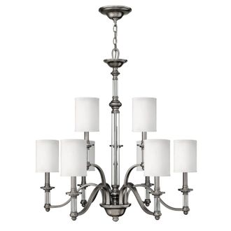 Loops 9 Bulb Chandelier Hanging Pendant LIght Brushed Nickel LED E14 60W Bulb in Metallics