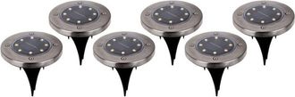 N&auml;ve Naeve KIAN Juego de 6 luces LED solares para exteriores de acero con sensor de amanecer a anochecer, 2500-3200 K, IP44