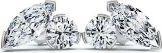 Pompeii3 2Ct Toi Et Moi Round & Marquise Diamond Earrings 14k Gold 18 Lab Grown