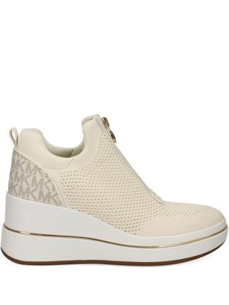 Michael Michael Kors Willis zip-up logo sneakers - women - Fabric/Fabric/Rubber/Calf Leather - 8.5 - Neutrals