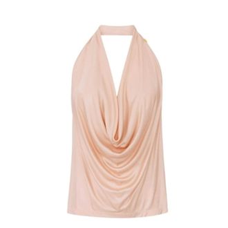 Elisabetta Franchi Sleeveless Tops, female, Pink, Size: XL Shiny Viscose Jersey Top