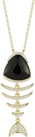 Sphera Milano 14K Gold Plated Black Agate Cz Necklace