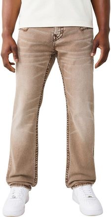 True Religion Ricky Super T Jimmy Flap Straight Jeans in Overgrown Tan Wash at Nordstrom, Size 38