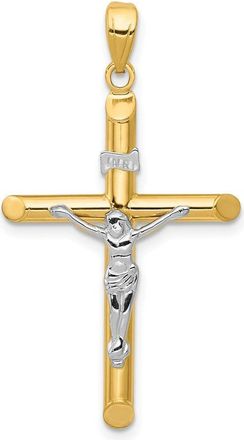 Diamond2Deal 14k Two-tone Gold Hollow Crucifix Pendant