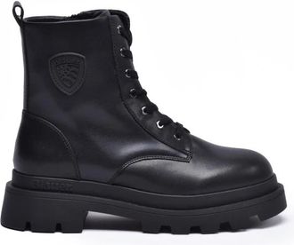 Blauer Biker Lace-up Boots - Dames - Veterlaarzen - Zwart - 40 EU - Leer - Schoenen