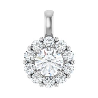 Diamond2Deal 14k Gold 1ct Lab-Grown Diamond Halo-Style Pendant