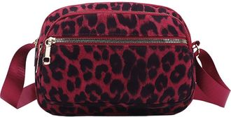Generic Leopard Crossbody Bag Faux Suede Zipper Shoulder Camera Purse for Women (Black)