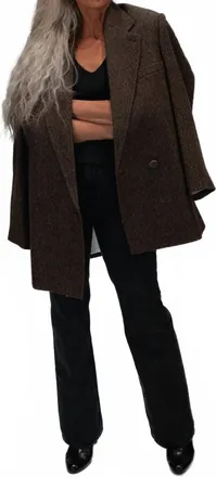 Alysi Maxi Blazer Coat In Chocolate