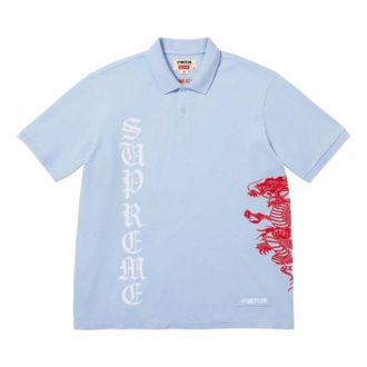 SUPREME x The Great China SS26 Wall Dragon Polo Light Blue SUP-SS26-120-BLU