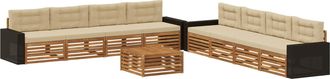 vidaXL Conjunto De Sof&aacute;s De Exterior 9 Uds. Natural Y Beige Poli&eacute;ster Vidaxl