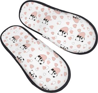 Generic Fuzzy Slippers Heart Panda Cozy Fleece Slippers Furry Anti-Slide Slipper For Women Hotel Home L
