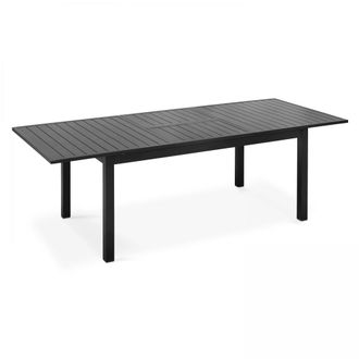 Oviala Mesa de jard&iacute;n extensible de aluminio negro