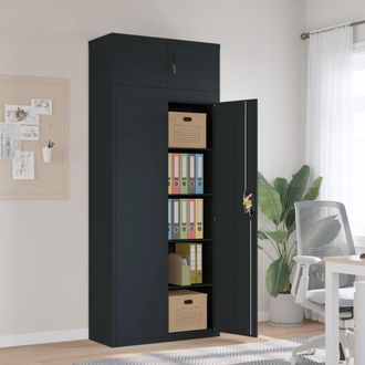 Berkfield Home File Cabinet Anthracite 90x40x220 cm Steel in Black | Size: 90 x 40 x 220 cm