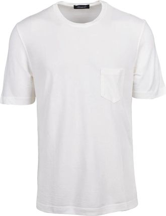 Drumohr White Pocket Crewneck T-Shirt